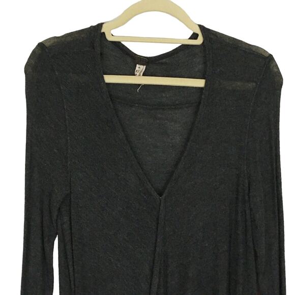 Free People Miss Rose Draped Front Jersey Knit Blouse Dark Grey Heather Wrap XS - Picture 4 of 16